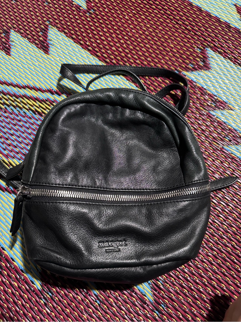 Margot small black leather backpack